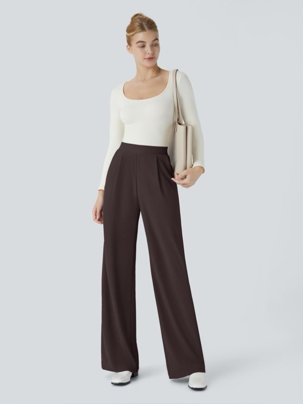 Halara Flex High Waisted Body Sculpt Waist-Slimming Wide Leg Micro Waffle Pants